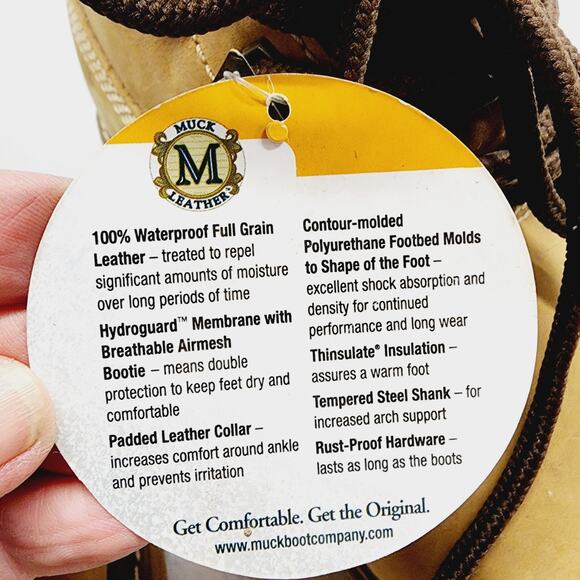 Muck Boots Leather Waterproof Work premium 6" boot Mens 7.5 NWT Thinsulate suede - Picture 10 of 14